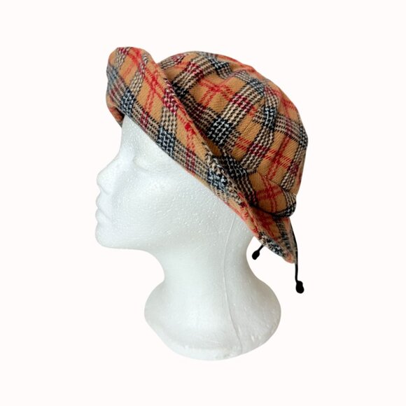 Vintage Fall Vibes Bucket Hat Windowpane Plaid Adjustable Drawstring For Women - Picture 6 of 11